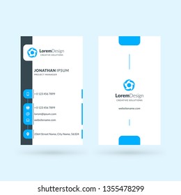 Vertical double-sided business card template. Vector illustration. Stationery design