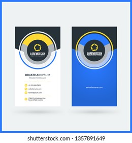 Vertical double-sided business card template. Vector illustration. Stationery design