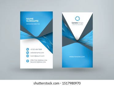 Vertical double-sided business card template. Vector illustration. Stationery design