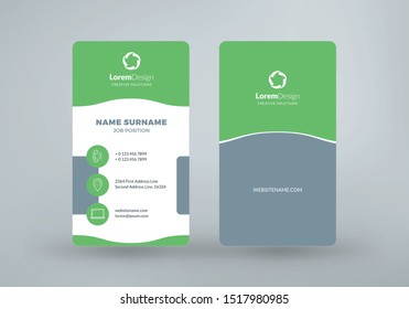 Vertical double-sided business card template. Vector illustration. Stationery design