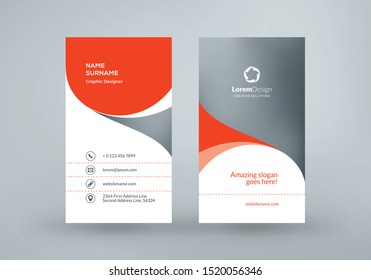 Vertical double-sided business card template. Vector illustration. Stationery design
