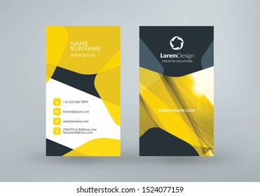 Vertical double-sided business card template. Vector illustration. Stationery design