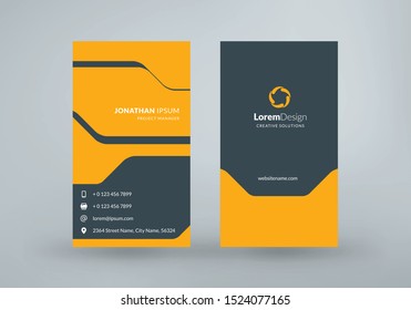 Vertical double-sided business card template. Vector illustration. Stationery design