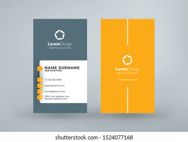 Vertical double-sided business card template. Vector illustration. Stationery design