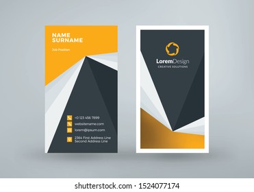 Vertical double-sided business card template. Vector illustration. Stationery design