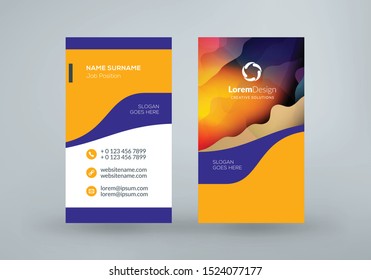 Vertical double-sided business card template. Vector illustration. Stationery design