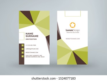 Vertical double-sided business card template. Vector illustration. Stationery design