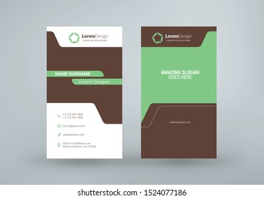 Vertical double-sided business card template. Vector illustration. Stationery design