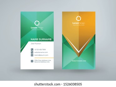 Vertical double-sided business card template. Vector illustration. Stationery design