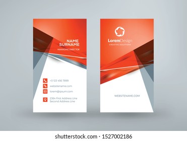 Vertical double-sided business card template. Vector illustration. Stationery design