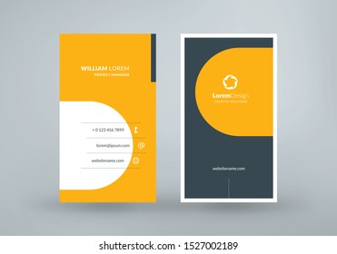 Vertical double-sided business card template. Vector illustration. Stationery design