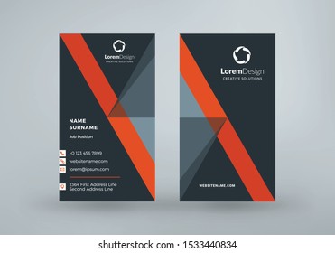 Vertical double-sided business card template. Vector illustration. Stationery design