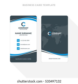 Vertical Doublesided Business Card Template Blue Stock Vector (Royalty ...