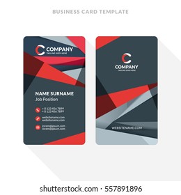 Vertical Double-sided Business Card Template with Abstract Background. Vector Illustration. Stationery Design