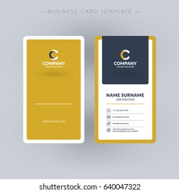 Vertical double-sided business card template. Vector illustration. Stationery design