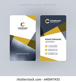 Vertical double-sided business card template. Vector illustration. Stationery design