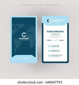 Vertical double-sided business card template. Vector illustration. Stationery design