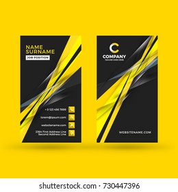 Vertical double-sided business card template. Vector illustration. Stationery design.