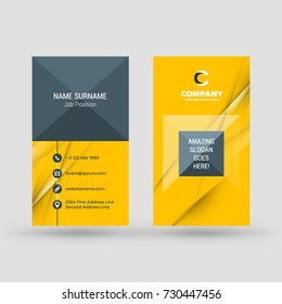 Vertical double-sided business card template. Vector illustration. Stationery design.