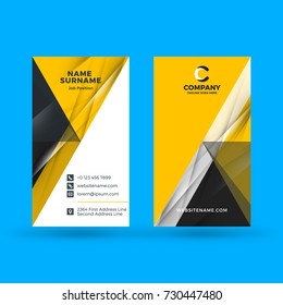 Vertical double-sided business card template. Vector illustration. Stationery design.