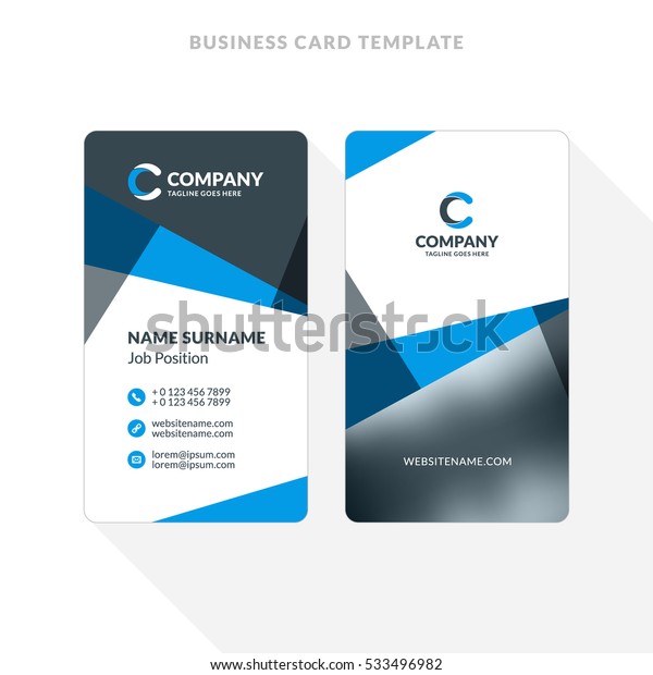 Vertical Doublesided Business Card Template Blue Stock Vector (Royalty ...