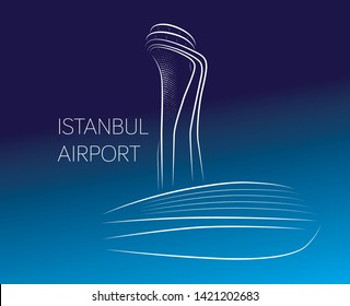 Vertical Drawing Of Istanbul Airport Tower