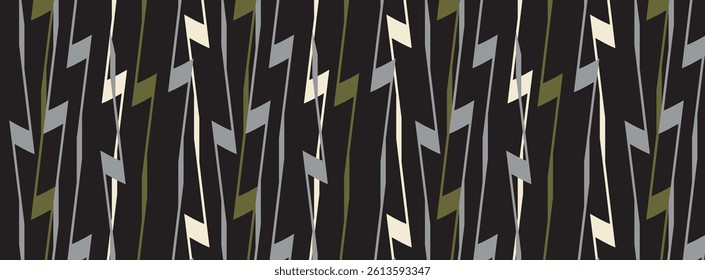 Vertical drawn ethnic spring summer striped pattern on black background. For decoration purposes,printing on fabric.Simple graphic texture.Colorful lines.Wallpaper,seamless striped textile texture.