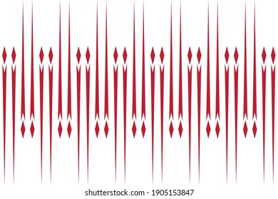 Vertical drip lines  of pattern vector. Design shape of javelin red on white background. Design print for illustration, texture, textile, wallpaper, background. Set 5