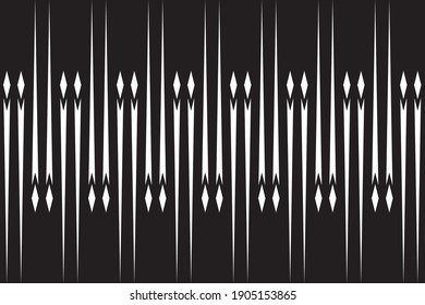 Vertical drip lines  of pattern vector. Design shape of javelin white on black background. Design print for illustration, texture, textile, wallpaper, background. Set 4