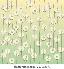 Vertical endless wavy stripes with hearts and circles