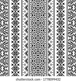 Vertical ethnic seamless pattern design texture background tribal illustration vector in black white color