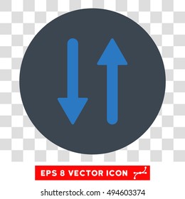 Vertical Exchange Arrows round icon. Vector EPS illustration style is flat iconic bicolor symbol, smooth blue colors, transparent background.