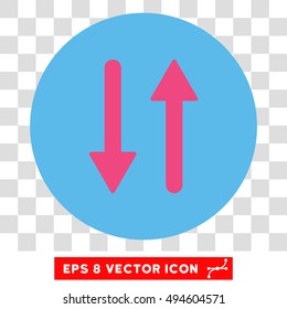 Vertical Exchange Arrows round icon. Vector EPS illustration style is flat iconic bicolor symbol, pink and blue colors, transparent background.