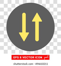 Vertical Exchange Arrows round icon. Vector EPS illustration style is flat iconic bicolor symbol, yellow and silver colors, transparent background.