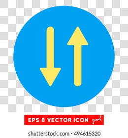 Vertical Exchange Arrows round icon. Vector EPS illustration style is flat iconic bicolor symbol, yellow and blue colors, transparent background.