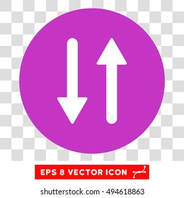Vertical Exchange Arrows round icon. Vector EPS illustration style is flat iconic bicolor symbol, white and violet colors, transparent background.