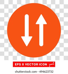 Vertical Exchange Arrows round icon. Vector EPS illustration style is flat iconic bicolor symbol, white and orange colors, transparent background.