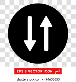Vertical Exchange Arrows round icon. Vector EPS illustration style is flat iconic bicolor symbol, white and black colors, transparent background.