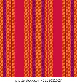 Vertical fabric stripe of textile texture lines with a background vector pattern seamless in red and orange colors.