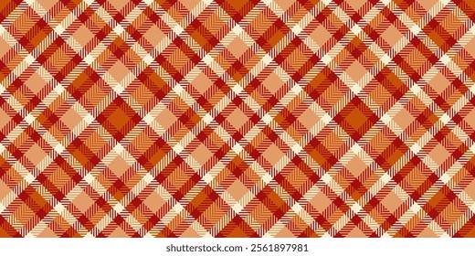 Vertical fabric vector check, attire textile texture plaid. Packaging background tartan seamless pattern in orange and red colors palette.