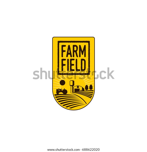 Vertikales Agrarlogo Abzeichen Etikett Mit Feld Stock