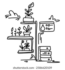 vertical farming system with plants growing in layers, showcasing sustainable agriculture and innovative food production. Perfect for educational materials, presentations, and designs related to urban