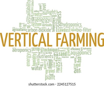 Vertical Farming word cloud conceptual design isolated on white background.