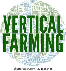 Diseño conceptual de nube de palabras de agricultura vertical aislado en fondo blanco.