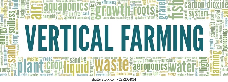 Vertical Farming word cloud conceptual design isolated on white background.