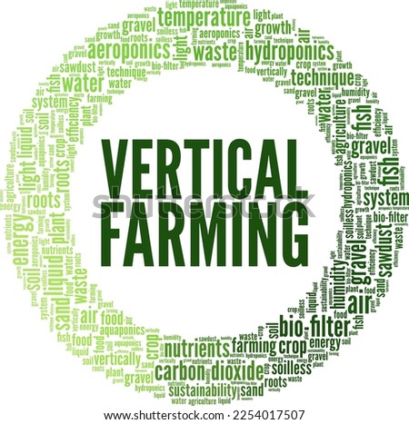 Vertical Farming word cloud conceptual design isolated on white background.