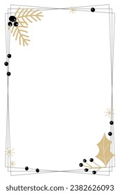 vertical festive winter frame on white background