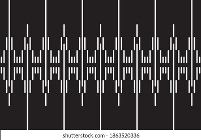 Vertical  fifteen stripe of pattern vector. Design regular of random lines white on black background. Design print for illustration, texture, textile, wallpaper, background. Set 1