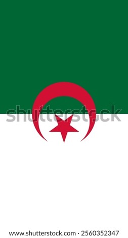 Vertical Flag of Algeria, 9:16 Format, Vertical Algeria Flag, Vector Images