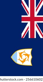 Vertical Flag of Anguilla, 9:16 Format, Vertical Anguilla Flag, Vector Images